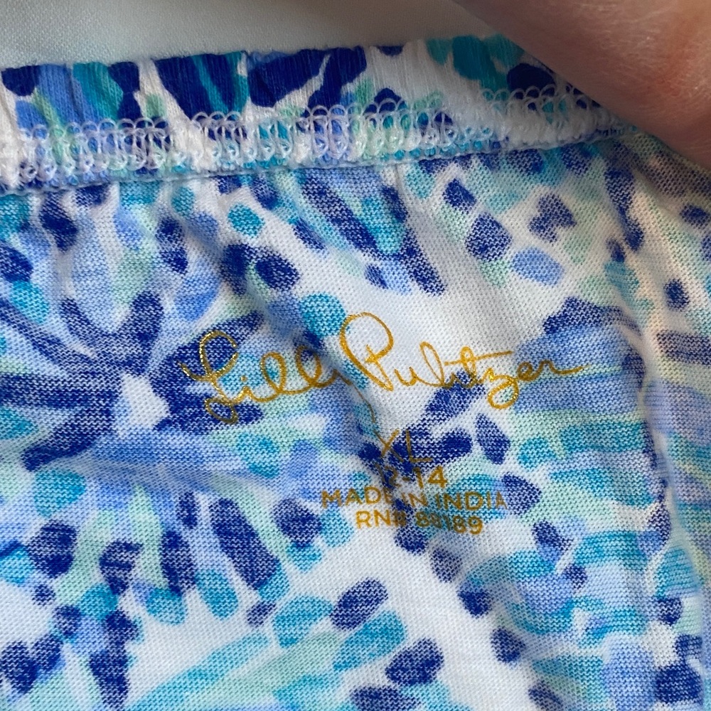 Lilly Pulitzer Blue & Aqua Floral Girls Romper - Picture 2 of 9